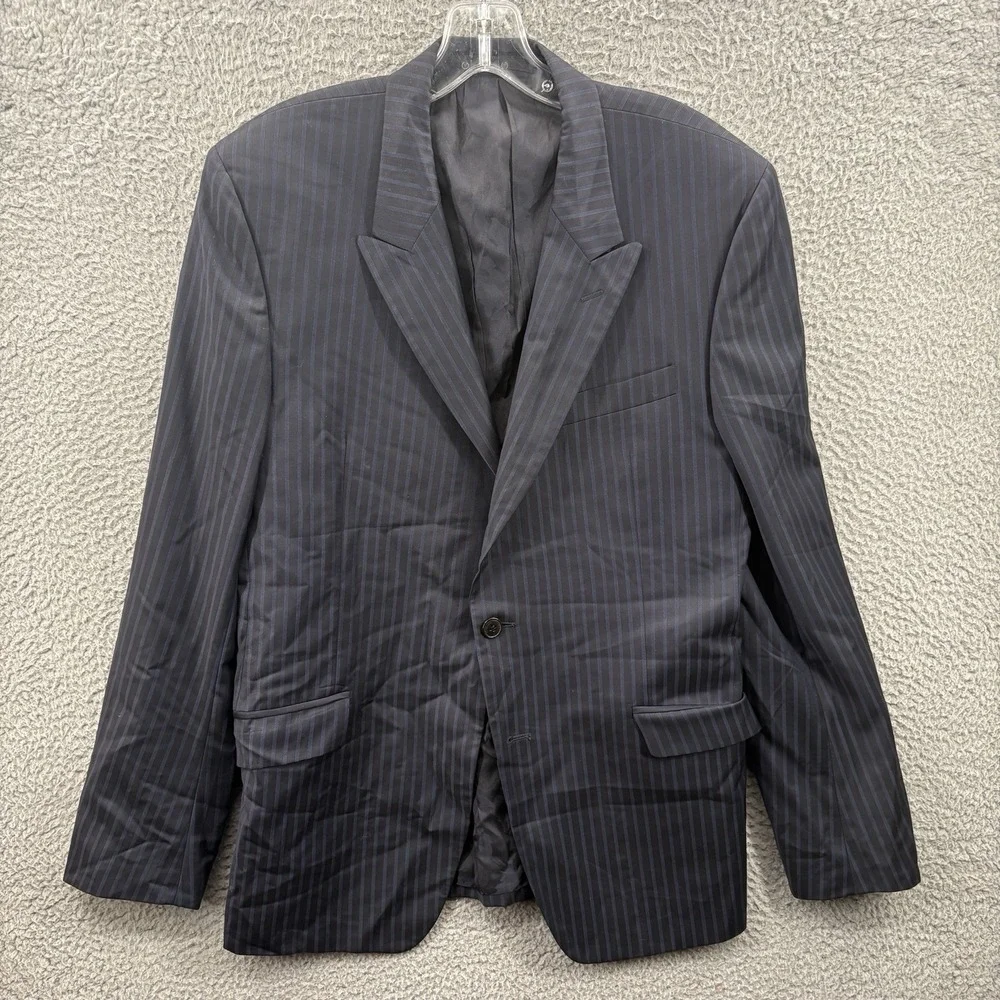 VERSACE Suit Navy Blue Pinstripe Wool Notch Lapel Italian Size 52 *